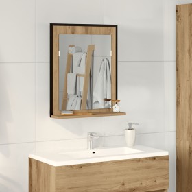 Espejo de baño Roble Artesanal 50x12x60 cm Madera elaborada de , Tocadores de baño - Ref: Foro24-862221, Precio: 43,58 €, Des...