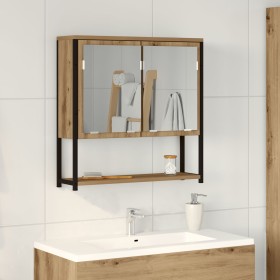 Armario Espejo de Baño Roble Artesanal 60x16x60 cm Madera Elaborada de , Tocadores de baño - Ref: Foro24-862224, Precio: 52,5...