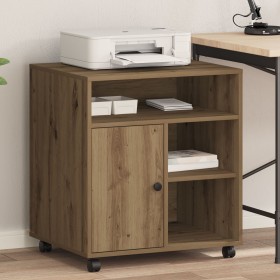Soporte para impresora con ruedas Roble Artisan 60x50x67 cm de , Soportes para impresoras - Ref: Foro24-862283, Precio: 96,95...