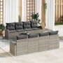Conjunto de sofá de jardín 7 pcs Gris Claro 55 x 55 x 37 cm
