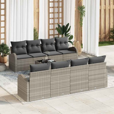 Conjunto de sofá de jardín 7 pcs Gris Claro 55 x 55 x 37 cm