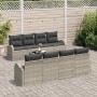 Conjunto de sofá de jardín 7 pcs Gris Claro 55 x 55 x 37 cm