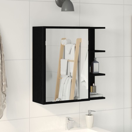 Espejo de baño con armario negro de roble, tamaño 62,5x20,5x64 cm, hecho de madera von , Badezimmerwaschtische - Ref: Foro24-...