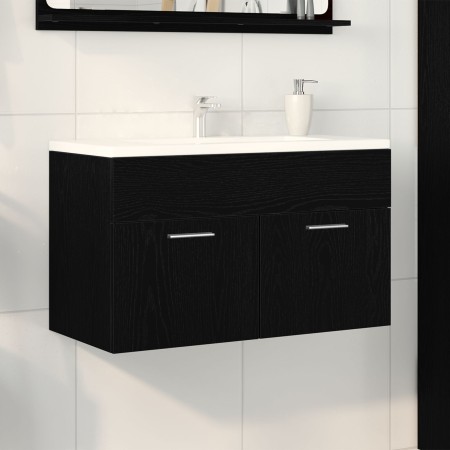 Gabinete de lavabo para baño negro roble 80x38,5x46 cm de madera by , bathroom vanities - Ref: Foro24-862529, Price: 54,40 €,...