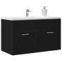 Gabinete de lavabo para baño negro roble 80x38,5x46 cm de madera by , bathroom vanities - Ref: Foro24-862529, Price: 54,40 €,...