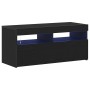Mueble para TV  con luces LED, negro y de roble, mide 90x35x40 cm y está hecho de madera elaborada | Foro24.es | Tu tienda online para hogar, jardín y más Foro24.es