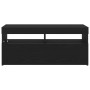 Mueble para TV  con luces LED, negro y de roble, mide 90x35x40 cm y está hecho de madera elaborada | Foro24.es | Tu tienda online para hogar, jardín y más Foro24.es
