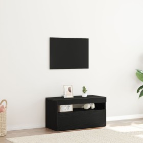 Mueble para TV con luces LED en negro y roble, 75x35x40 cm, de madera von , TV-Möbel - Ref: Foro24-862557, Preis: 51,90 €, Ra...