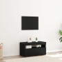 Mueble para TV con luces LED en negro y roble, 75x35x40 cm, de madera von , TV-Möbel - Ref: Foro24-862557, Preis: 51,90 €, Ra...