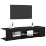 Mueble para TV con luces LED en color negro y roble, de 135x39x30 cm, hecho de madera von , TV-Möbel - Ref: Foro24-862561, Pr...