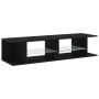 Mueble para TV con luces LED en color negro y roble, de 135x39x30 cm, hecho de madera von , TV-Möbel - Ref: Foro24-862561, Pr...