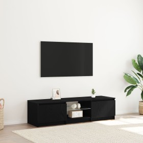 Mueble de TV con luces LED, negro y roble, 140x40x35.5 cm, de madera de , Muebles TV - Ref: Foro24-862563, Precio: 112,29 €, ...