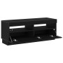 Mueble de TV  con luces LED Negro y Roble 100x35x40 cm de Madera | Foro24.es | Tu tienda online para hogar, jardín y más Foro24.es