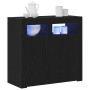 Sideboard con luces LED en negro y roble, 80x35x75 cm, de madera de , Aparadores - Ref: Foro24-862568, Precio: 116,35 €, Desc...