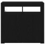Sideboard con luces LED en negro y roble, 80x35x75 cm, de madera de , Aparadores - Ref: Foro24-862568, Precio: 116,35 €, Desc...