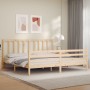 Bed frame with solid wood headboard 200x200 cm by vidaXL, Beds and slatted bases - Ref: Foro24-3193876, Price: 139,36 €, Disc...