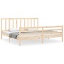 Bed frame with solid wood headboard 200x200 cm by vidaXL, Beds and slatted bases - Ref: Foro24-3193876, Price: 139,36 €, Disc...