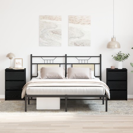 Mesas de Noche 2 pcs Negro Roble 40x35x62,5 cm Madera Ing. de , Mesitas de noche - Ref: Foro24-862614, Precio: 131,76 €, Desc...