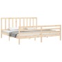 Bed frame with solid wood headboard 200x200 cm by vidaXL, Beds and slatted bases - Ref: Foro24-3193876, Price: 139,36 €, Disc...