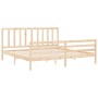 Bed frame with solid wood headboard 200x200 cm by vidaXL, Beds and slatted bases - Ref: Foro24-3193876, Price: 139,36 €, Disc...