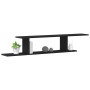 Estante de TV de pared de madera de roble negra 125x18x23 cm, hecho de madera de calidad de , Estantes y estanterías - Ref: F...