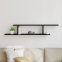 Estante de TV de pared de madera de roble negra 125x18x23 cm, hecho de madera de calidad de , Estantes y estanterías - Ref: F...