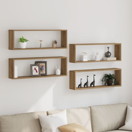 Estante de pared Set de 4 Roble artesanal Madera 80 x 15 x 26 cm von , Regale und Regale - Ref: Foro24-862642, Preis: 56,17 €...