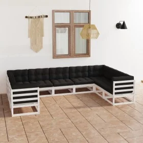 9-piece garden furniture set with white pine wood cushions by vidaXL, Garden sets - Ref: Foro24-3077315, Price: 907,29 €, Dis...