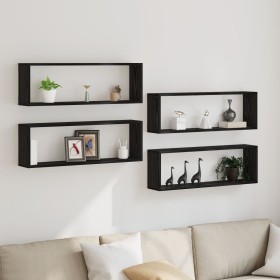 Estantes de pared 4 pcs Negro Roble 80x15x26 cm Madera hecha de , Estantes y estanterías - Ref: Foro24-862644, Precio: 57,72 ...