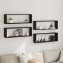 Estantes de pared 4 pcs Negro Roble 80x15x26 cm Madera hecha by , Shelves and shelves - Ref: Foro24-862644, Price: 57,72 €, D...