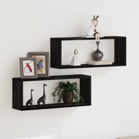 Estanterías de pared 2 paquetes Roble negro 60x15x23 cm Hechas de madera contrachapada by , Shelves and shelves - Ref: Foro24...