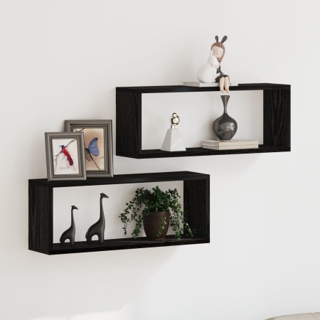 Estanterías de pared 2 paquetes Roble negro 60x15x23 cm Hechas de madera contrachapada by , Shelves and shelves - Ref: Foro24...