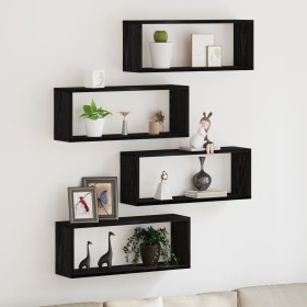 Conjunto de estanterías de 4 - Roble negro - 60x15x23 cm - Hechas de madera engineered von , Regale und Regale - Ref: Foro24-...
