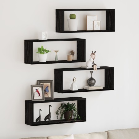 Conjunto de estanterías de 4 - Roble negro - 60x15x23 cm - Hechas de madera engineered by , Shelves and shelves - Ref: Foro24...