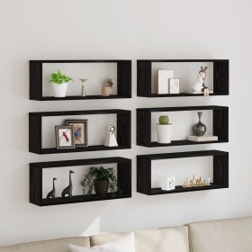 Estanterías 6 piezas Roble Negro 60x15x23 cm Madera de