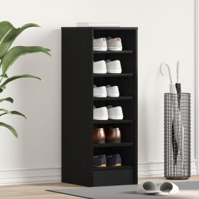 Zapatero Negro Roble 31,5x35x90 cm Madera de alta