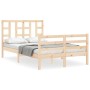 Bed frame with solid wood headboard 120x200 cm by vidaXL, Beds and slatted bases - Ref: Foro24-3193916, Price: 113,63 €, Disc...