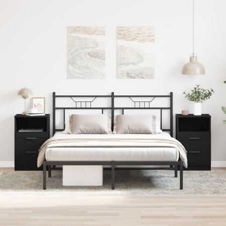 Mesas de Noche 2 pcs Negro Roble 40x35x65 cm Madera Elaborada de , Mesitas de noche - Ref: Foro24-862742, Precio: 122,39 €, D...