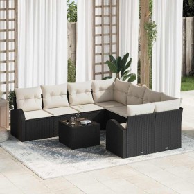 Conjunto de sofá de jardín 9 pcs Negro 55 x 55 x 37 cm