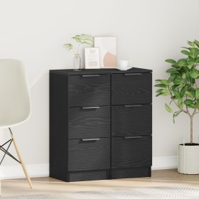 Consolas 2 pcs Negro Roble 30x30x70 cm Madera elaborada de , Aparadores - Ref: Foro24-862775, Precio: 119,23 €, Descuento: -5%%