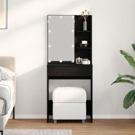 Mesa de tocador LED en Roble Negro, 60x40x140 cm, Hecha de Madera Elaborada von , Schlafzimmerkommoden - Ref: Foro24-862780, ...