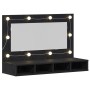 Armario Espejo LED en Roble Negro - 90x31.5x62 cm
