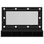 Armario Espejo LED en Roble Negro - 90x31.5x62 cm