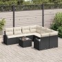 Conjunto de sofá de jardín 9 pcs Negro 55 x 55 x 37 cm