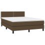 Cama box spring colchón luces LED tela marrón oscuro 140x190 cm
