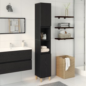Armario de baño Negro Roble 30x30x190 cm Madera elaborada by , bathroom vanities - Ref: Foro24-862805, Price: 87,58 €, Discou...