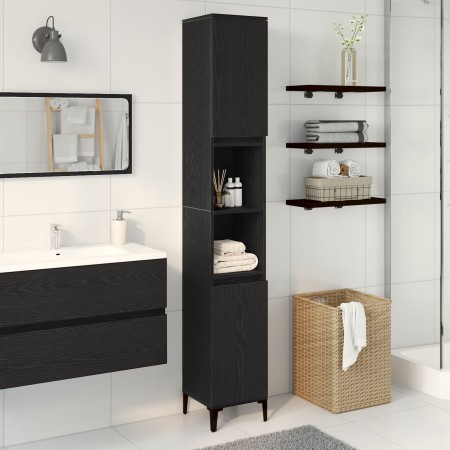 Armario de Baño Negro Roble 30x30x190 cm Madera Elaborada von , Badezimmerwaschtische - Ref: Foro24-862806, Preis: 87,75 €, R...