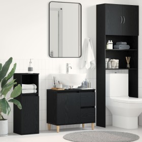 Gabinete de fregadero Madera de roble negra 65x33x60 cm Madera elaborada de , Tocadores de baño - Ref: Foro24-862811, Precio:...