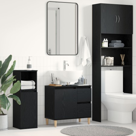 Gabinete de fregadero Madera de roble negra 65x33x60 cm Madera