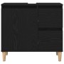 Gabinete de fregadero Madera de roble negra 65x33x60 cm Madera